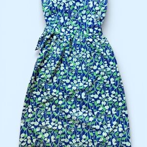 Vintage Lilly Pulitzer Floral Blue and Green strapless Dress